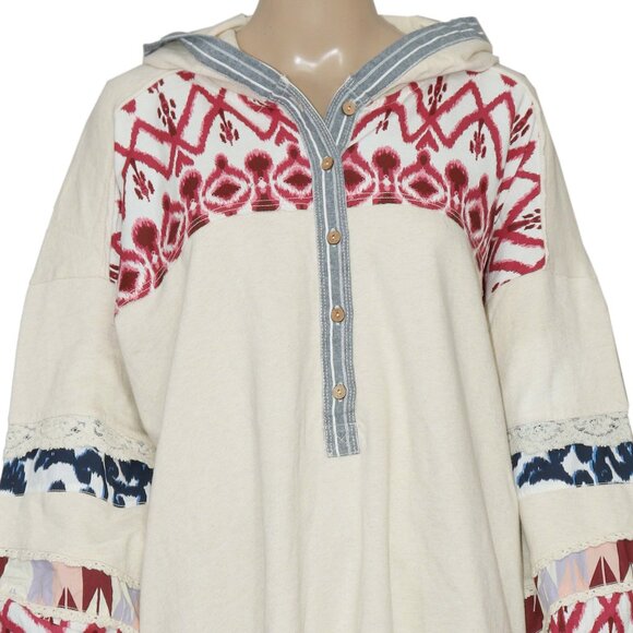 Pilcro Crafted Button-Front Pullover Hoodie Top Anthropologie Tunic M - Picture 6 of 9